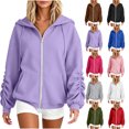 thumbnail image 1 of Aezemi Womens Drawstring Hoodie Sweatshirts Zip up Fashion Ruched Long Sleeve Winter Fall Outerwear Women Comfy Hooded Fashion Soft Full Zip Blouses with Pockets XL, 1 of 6