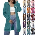 thumbnail image 1 of Aezemi Womens Full Zip Long Sweatshirts with Pockets Drawstring Hooded Zip up Long Sleeve Fashion Mid-Length Outerwear Winter Fall Casual Casual Comfy Hoodies S, 1 of 8