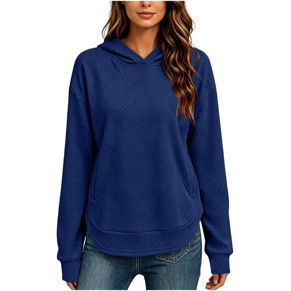 Aezemi Womens Jacquard Hoodie Sweatshirts Pullover Loose Fit Split Hem Fashion Comfy Sweatshirts Winter Fall Baggy Comfy Daily Casual Outerwear XL