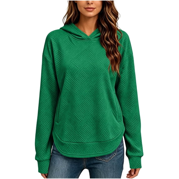Aezemi Womens Jacquard Hoodie Sweatshirts Pullover Loose Fit Split Hem Fashion Comfy Sweatshirts Winter Fall Baggy Comfy Daily Casual Outerwear XXL