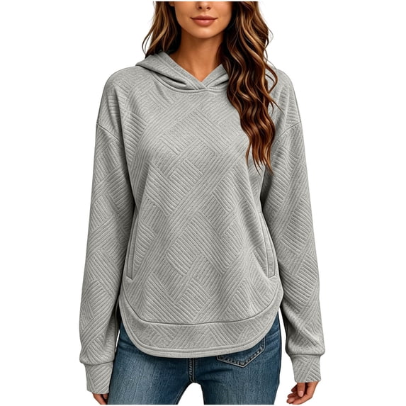 Aezemi Womens Jacquard Hoodie Sweatshirts Pullover Loose Fit Split Hem Fashion Comfy Sweatshirts Winter Fall Baggy Comfy Daily Casual Outerwear XXL