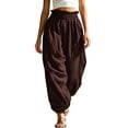 thumbnail image 1 of Aezemi Womens Ruffle Elastic Waist Trousers Fashion Comfy Pull on Summer Joggers Summer Walking Daily Casual Spring Pants with Pockets XXL, 1 of 9