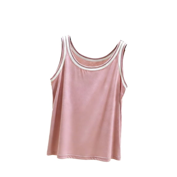 Aezemi Womens Summer Pajama Tank Tops Round Neck Sleeveless Soft Basic Layering Shirts Summer Comfy Sleep Home Undershirts