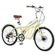 Aezusy 24" Womens Bike Shimano 6-Speed Adult Commuter Bicycle with Cargo, Yellow