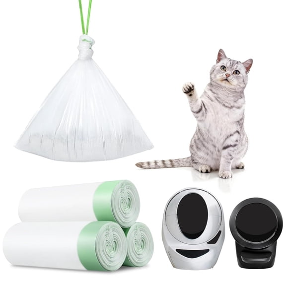 Aezusy 60-Count Drawstring Cat Litter Liners 25.2" x 15.7" Heavy Duty Leak-Resistant Disposable Liners for Self-Cleaning Automatic Litter Boxes