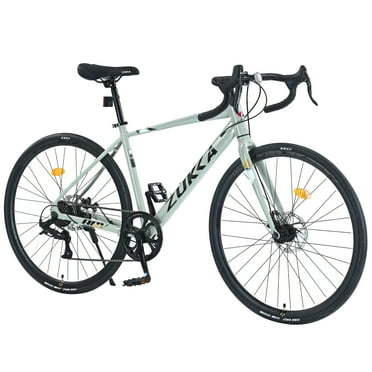 Aezusy 700C Road Bike Shimano 7 Speed Aluminium Frame Racing Bicycle for Men Women, Green