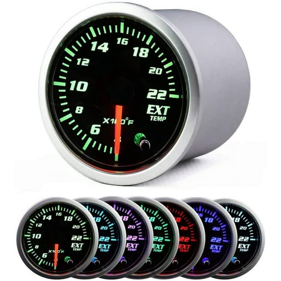 Afa Motors 2'' 52mm Exhaust Gas Temp Gauge Universal 7 Color LED Temperature EGT Gauge Meter with Sensor 12V