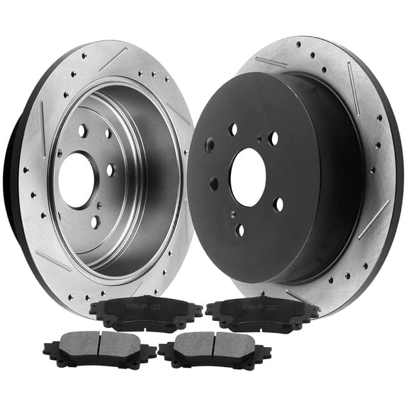 Afa Motors Rear Brake Rotors 309mm Drilled Slotted Brake Rotor & Ceramic Pads Fits for Lexus RX350 RX450H, Toyota Sienna Highlander (Excluding 2014 Hybrid Limited)