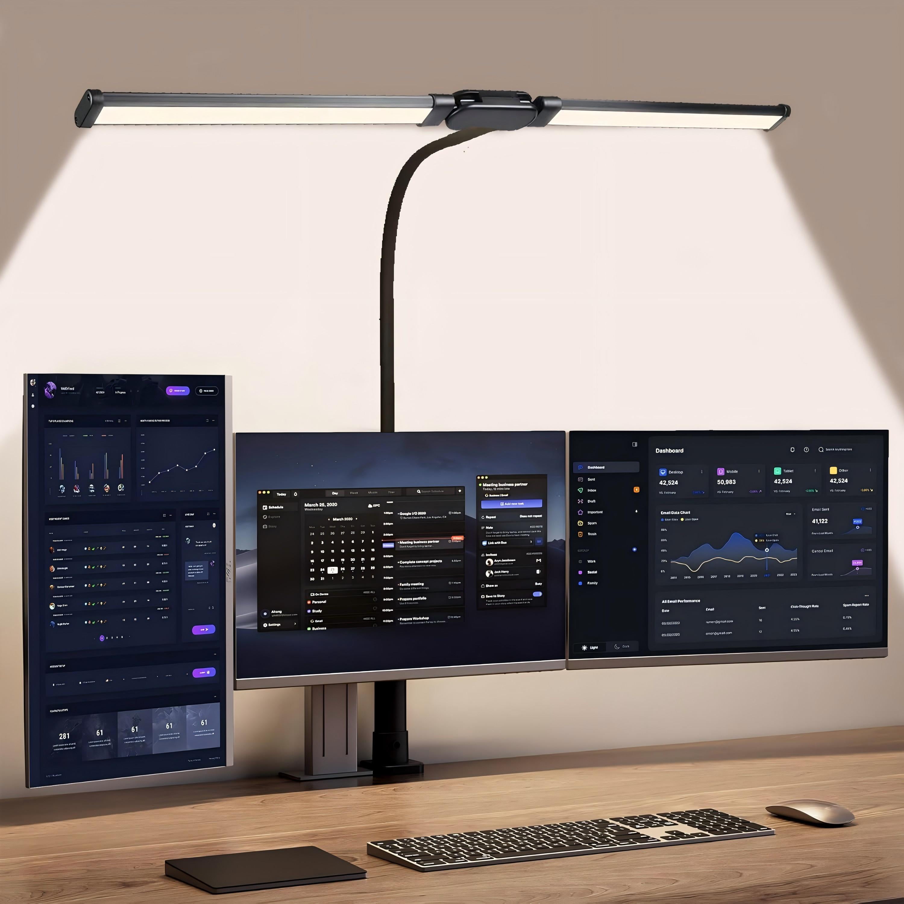 Afaoiry Desk Lamp - 12W Ultra Bright Auto Dimming Desk Light, Multi-Angle Adjustment, 10-Level Dimmable