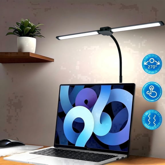 Afaoiry LED Desk Lamp for Home Office - 18W Auto Dimming Monitor Light Bar with Touch Control, 10-Level Dimmable Desk Decor for Women