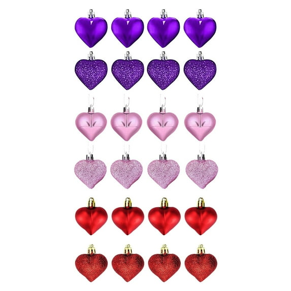 Afdoent 24Pcs Valentine's Day Heart Ornaments Valentines Hanging Baubles Decorations For Valentine's Day Wedding Party Supplies Home Decor