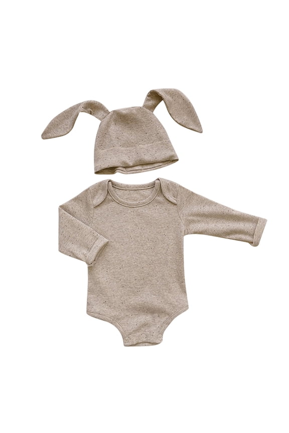 Baby Boy Romper My First Easter Outfits Ribbed Bodysuit Romper With Long Bunny Ear Hat For 0-3 Months