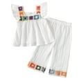 thumbnail image 1 of Afdoent Baby Girl Clothes Summer Toddler Girls Fly Sleeve Embroider Vest T Shirt Tops Pants Outfits Classic 18-24 Months, 1 of 6