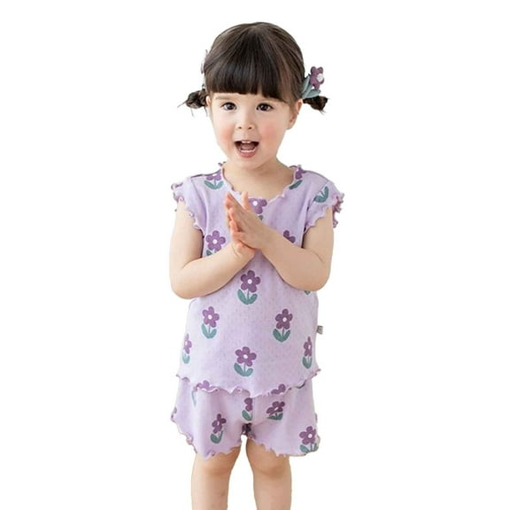 Afdoent Baby Girl Clothes Toddler Boys Girls Short Sleeve Floral Printed Tops T Shirt Shorts Casual Outfits Comfortable 3-4 Years