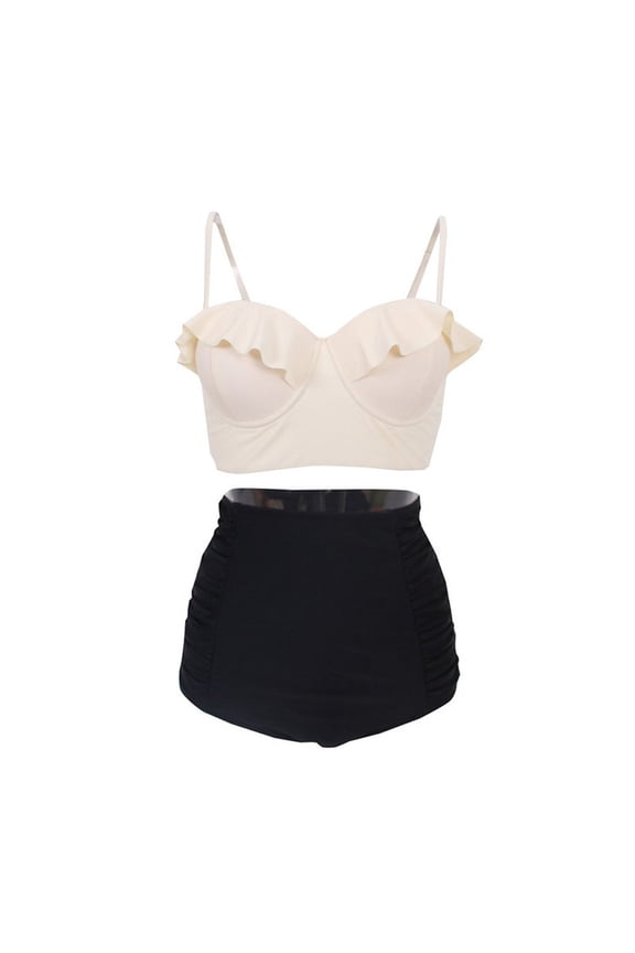 Bikini Sets For Women Cover And Ladies Bikini Leaf Print Swimsuit Split Blue Hard Porcelain 2 Piece Bathing Suit Beachwear