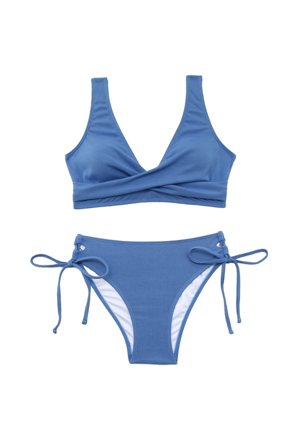 Bikini Sets For Women Floral Striped Bikini Set With Bow Tie Detail Two Piece Swimwear For Pool Summer Trendy Beach Swimwear