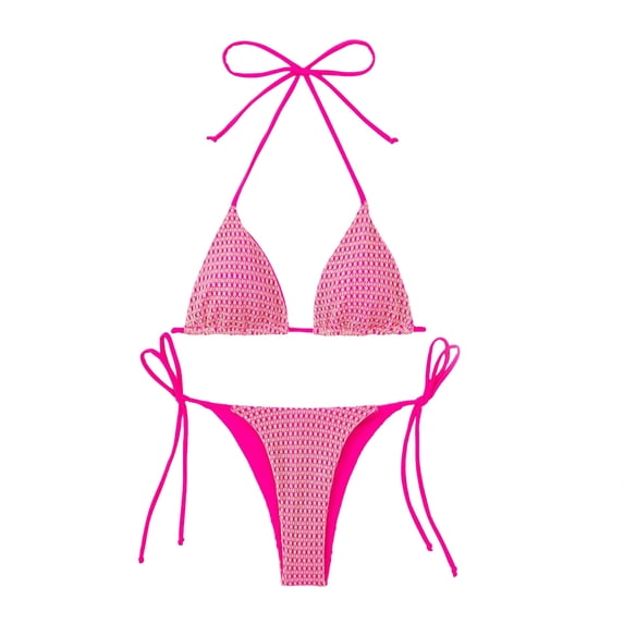 Afdoent Bikini Sets For Women Ladies Summer Bikini Colour Block Printed Split Swimsuit Halter Bathing Suits Swimwear Vacation Outfits