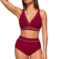 thumbnail image 1 of Afdoent Bikini Sets For Women Retro High Waisted Bathing Suit Racerback Bikini Swimsuits Beach Summer Outfits, 1 of 6