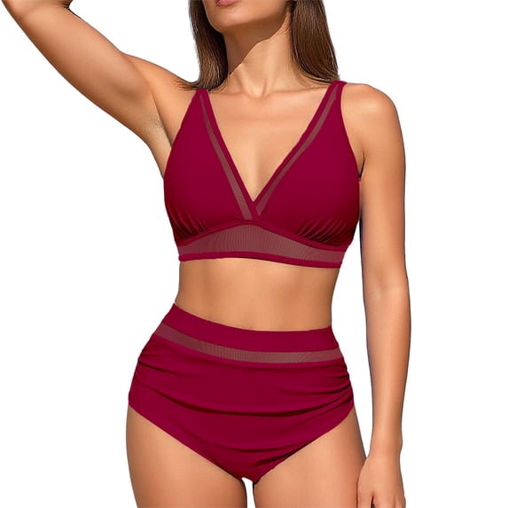Afdoent Bikini Sets For Women Retro High Waisted Bathing Suit Racerback Bikini Swimsuits Beach Summer Outfits