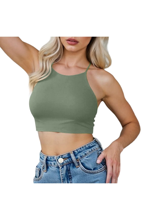 Bikini Tops For Women 50S Neck Tie Knot Back Soft Padding Bikini Top Swimsuit Bathing Suit Tops Only