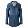 thumbnail image 1 of Afdoent Blouses For Women 2025 Jean Jackets For Women Fashion Long Sleeve Button Down Denim Jacket With Pockets Fashion, 1 of 7