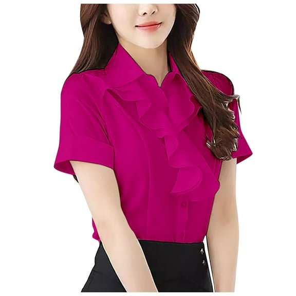 Afdoent Blouses For Women Ladies Chiffon Short Sleeve Summer New Thin Loose Temperament Plus Size Slim Top Fashion