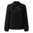 thumbnail image 1 of Afdoent Blouses For Women Long Sleeve Solid Color Shirt With Tie Front Casual Spring Summer Blouse Fashion, 1 of 5