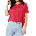 thumbnail image 1 of Afdoent Blouses For Women Solid Color Casual Short Sleeve Shirt Stylish Comfortable Fit Fashion, 1 of 5