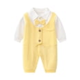 thumbnail image 1 of Afdoent Boys Jumpsuit Baby Gentleman Romper Long Sleeve Bowtie Outfit Formal Wear Tuxedo Suit Comfortable Clothes, 1 of 2