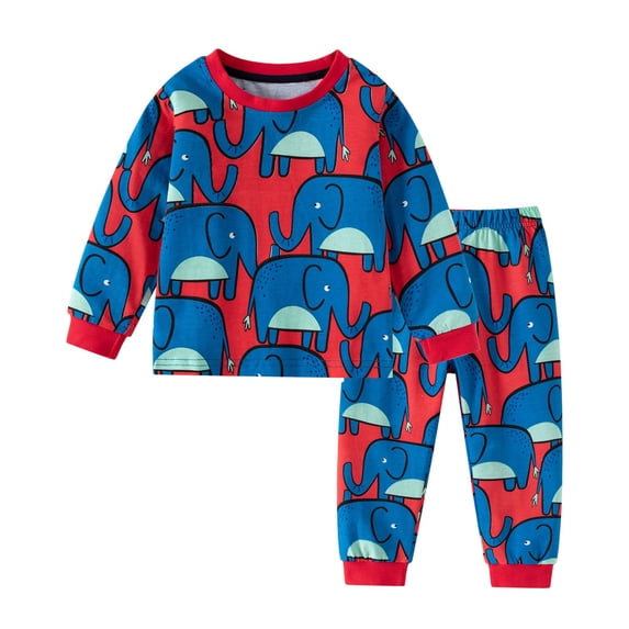 Afdoent Boys Pajamas Set Cartoon Print Long Sleeve Sleepwear Comfortable Pajamas Loungewear For Kids Homewear Nightwear Classic 12-24 Months