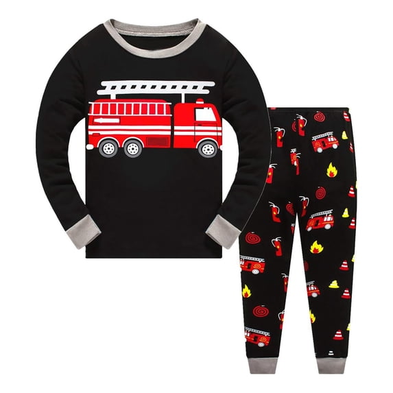 Afdoent Boys Pajamas Set Cartoon Print Sleepwear Kids Long Sleeve Top And Pants 2 Piece Pajama Set Fall Winter Loungewear Cute 7-8 Years