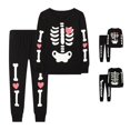 thumbnail image 1 of Afdoent Boys Pajamas Set Halloween Skeleton Pjs Glow In The Dark Sleepwear Pant Sets Kids Jammies Toddler Kids Fall Winter Loungewear Holiday Pjs Leisure 3-4 Years, 1 of 9