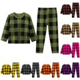 thumbnail image 1 of Afdoent Boys Pajamas Set Toddler Kids Boys Plaid Print Pajamas Winter Long Sleeve Top Pants Outfits Set Casual 6-7 Years, 1 of 3