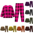 thumbnail image 1 of Afdoent Boys Pajamas Set Toddler Kids Boys Plaid Print Pajamas Winter Long Sleeve Top Pants Outfits Set Classic 3-4 Years, 1 of 3