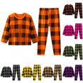 thumbnail image 1 of Afdoent Boys Pajamas Set Toddler Kids Boys Plaid Print Pajamas Winter Long Sleeve Top Pants Outfits Set Classic 6-7 Years, 1 of 3