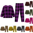 thumbnail image 1 of Afdoent Boys Pajamas Set Toddler Kids Boys Plaid Print Pajamas Winter Long Sleeve Top Pants Outfits Set Classic 7-8 Years, 1 of 3