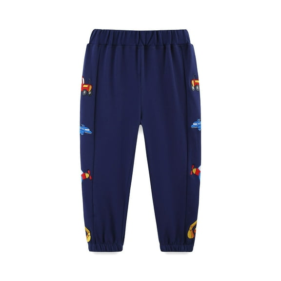 Afdoent Boys Pants Boys Cargo Jogger Pants With Excavator Airplane Embroidery Athletic Sweatpants For Toddlers And Kids Winter Fall Casual Play Outfit 4-5 Years