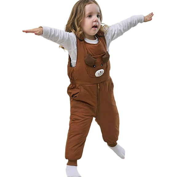 Afdoent Boys Pants Boys Cartoon Insulated Padded Overalls Warm Winter Thermal Trousers With Detachable Straps For Toddlers And Kids 6-12 Months