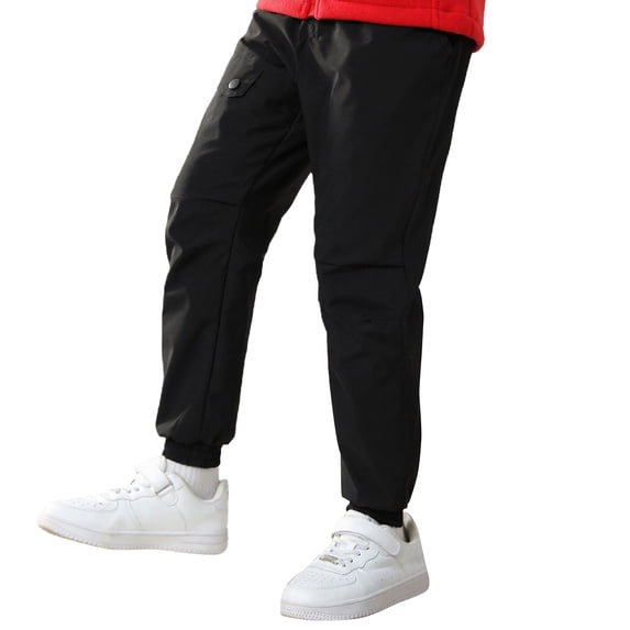 Afdoent Boys Pants Children's Hiking Trousers Water Proof Outdoor Trekking Trousers Elasticated Waist Thicken Jogging Bottoms For Kids Boys Girls 9-10 Years