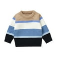 thumbnail image 1 of Afdoent Boys Sweater Color Block Crewneck Sweater Kids Long Sleeve Knit Pullover Winter Warm Coat 9-12 Months, 1 of 9