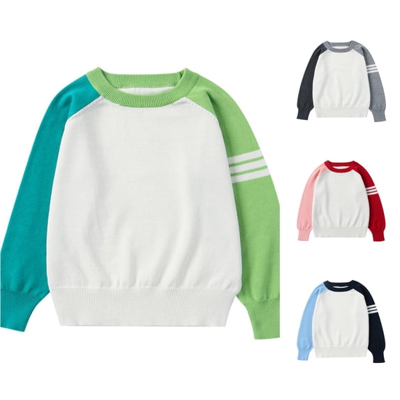 Afdoent Boys Sweater Color Block Knit Pullover Warm Winter Long Sleeve Crewneck Sweater Casual Comfortable Daily Wear for Toddler Kids 4-5 Years