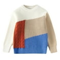 thumbnail image 1 of Afdoent Boys Sweater Kids Color Block Knit Sweaters Long Sleeve Crewneck Pullover Warm Winter Clothes 5-6 Years, 1 of 3