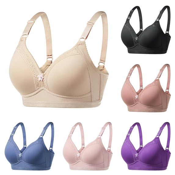 Afdoent Bras for Women Comfortable Large Sized No Underwire Gathering Large Cup Thin Bra Breathable