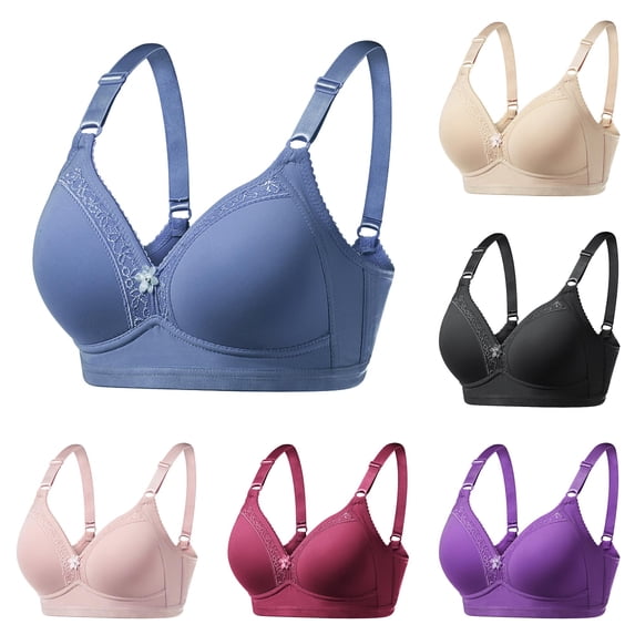 Afdoent Bras for Women Comfortable Large Sized No Underwire Gathering Large Cup Thin Bra Breathable