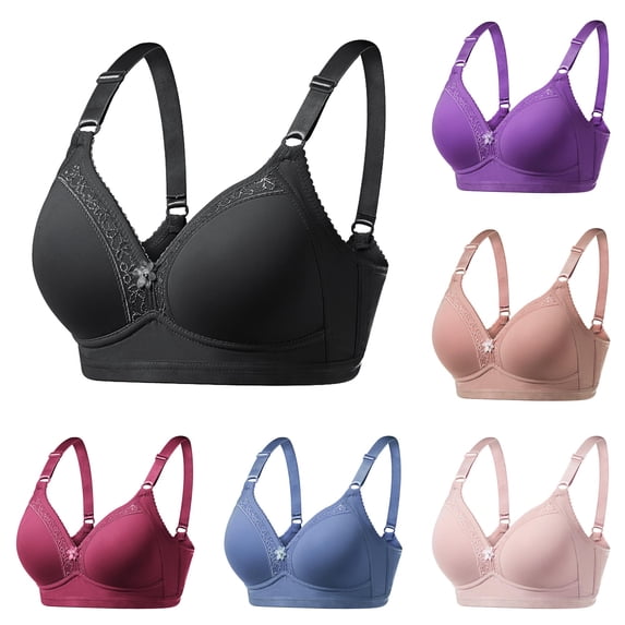 Afdoent Bras for Women Comfortable Large Sized No Underwire Gathering Large Cup Thin Bra Breathable