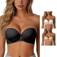 thumbnail image 1 of Afdoent Bras for Women Front Closure Bra Push Up Small Bust Seamless Strapless Backless Smoothing Daily Wear, 1 of 4
