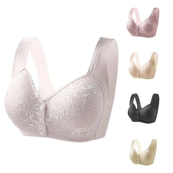 Afdoent Bras for Women Front Closure Bras for Comfortable Wireless Lace Bras Supportive Bra with Full Coverage