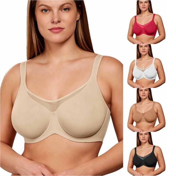 Afdoent Bras for Women Full Figure Seamless Underwire T Shirt Bra Push Up Comfort Everyday Bra