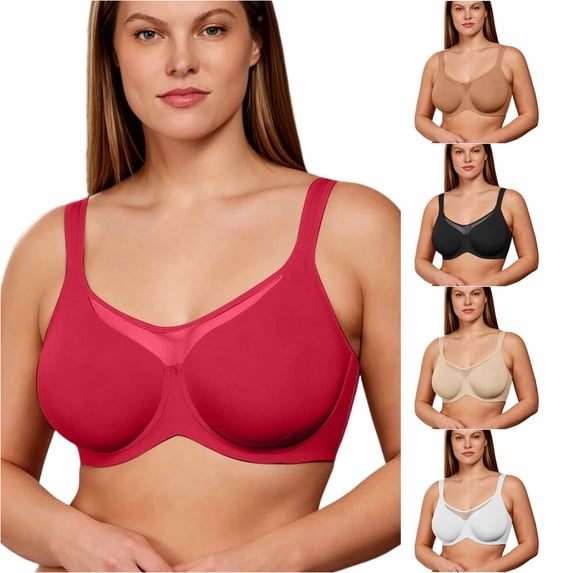 Afdoent Bras for Women Full Figure Seamless Underwire T Shirt Bra Push Up Comfort Everyday Bra