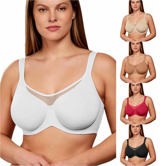 Afdoent Bras for Women Full Figure Seamless Underwire T Shirt Bra Push Up Comfort Everyday Bra